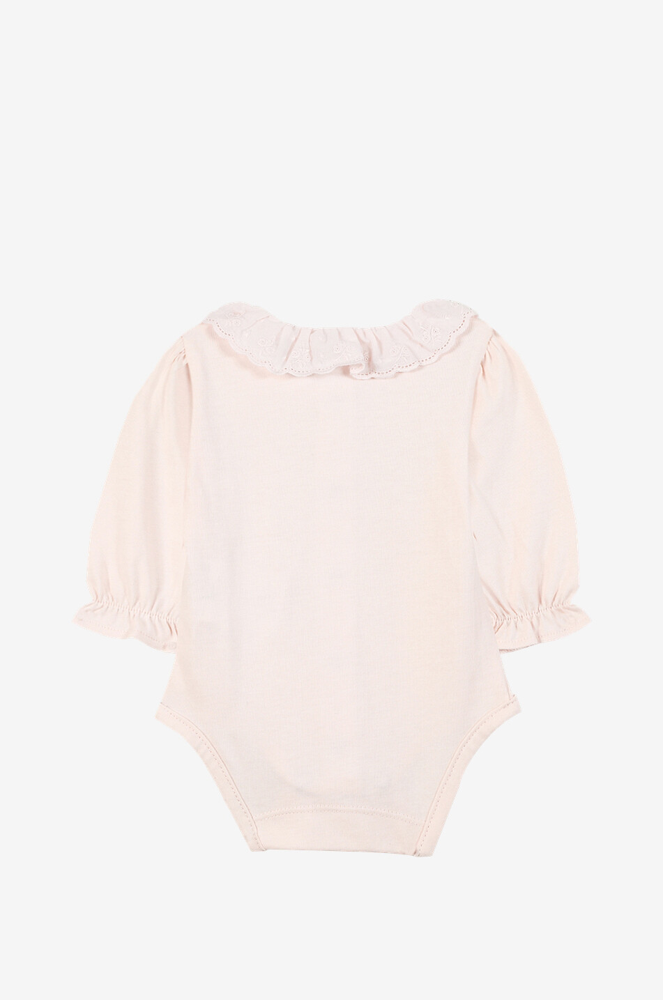 Openwork-embroidery adorned collar long-sleeved baby body