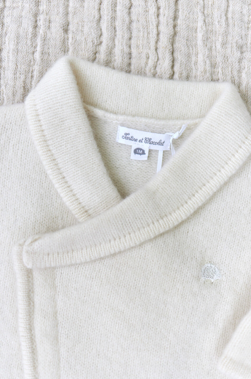 Hedgehog embroidered baby knit all-in-one