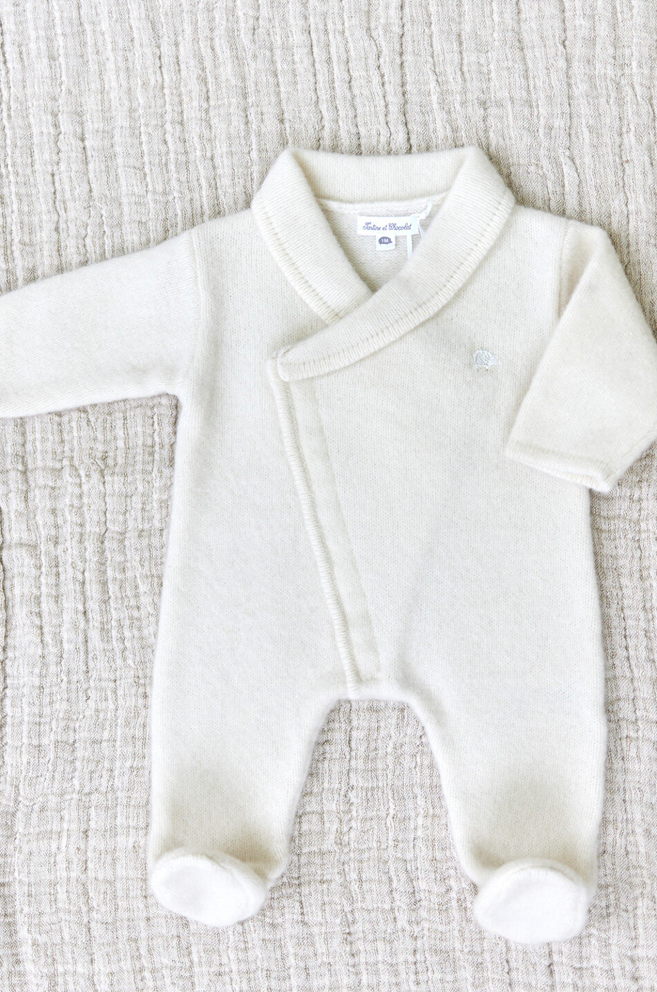 Hedgehog embroidered baby knit all-in-one