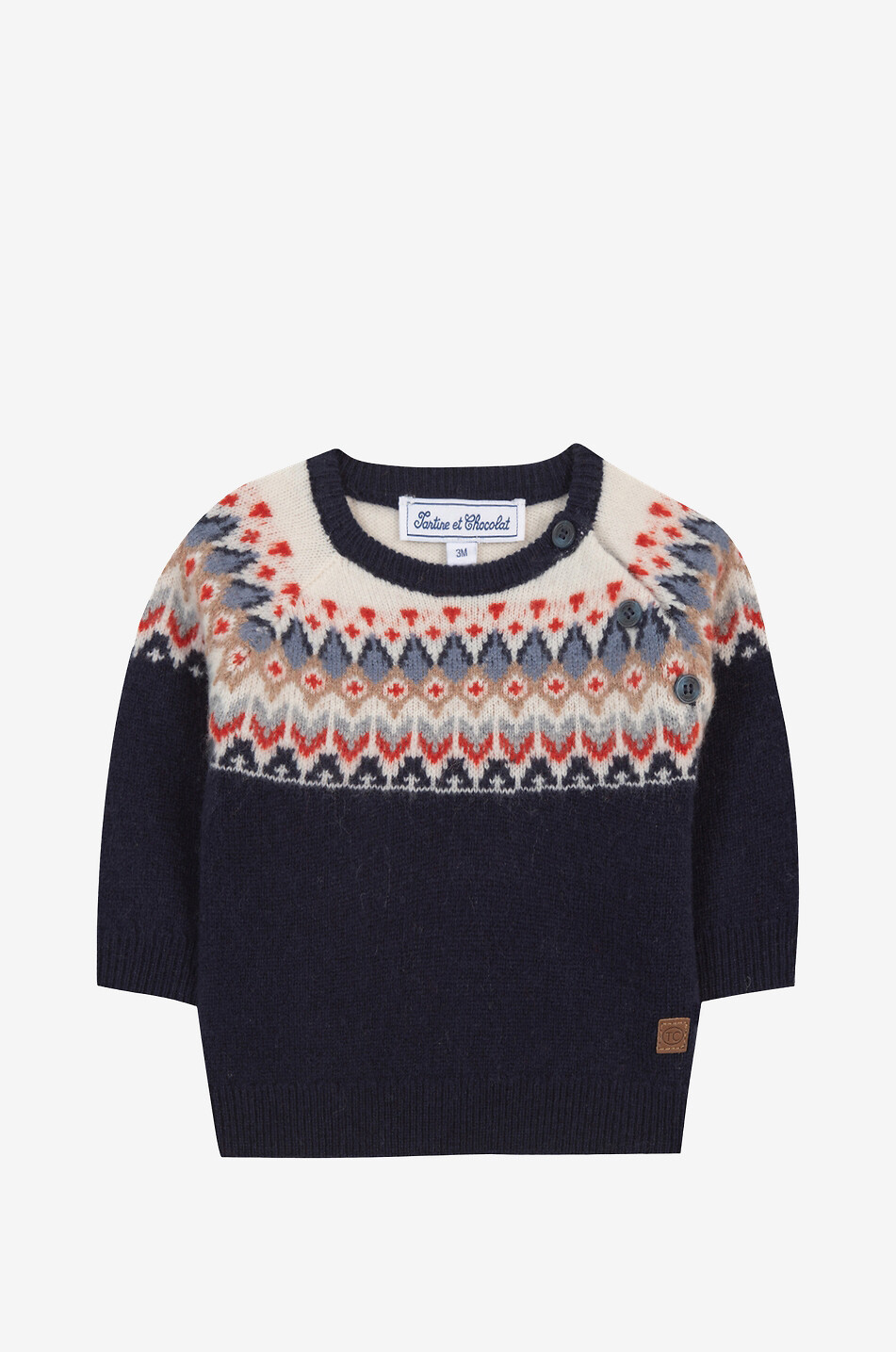 Baby Scandinavian pattern adorned jacquard jumper