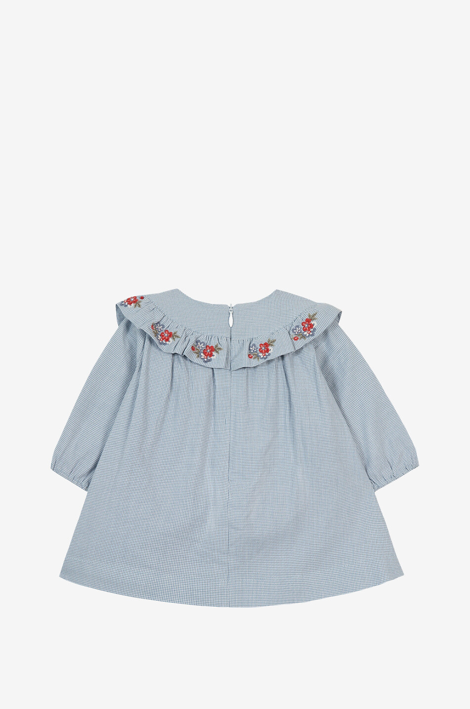TARTINE ET CHOCOLAT Hahnentritt-Kleid für Babys mit Blütenstickereien Baby HELLBLAU 2
