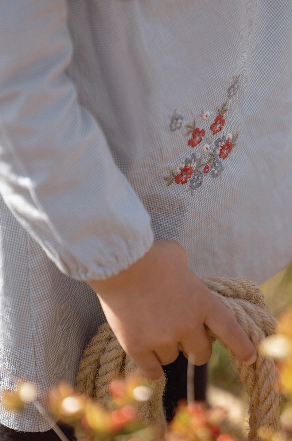 TARTINE ET CHOCOLAT Hahnentritt-Kleid für Babys mit Blütenstickereien Baby HELLBLAU 5