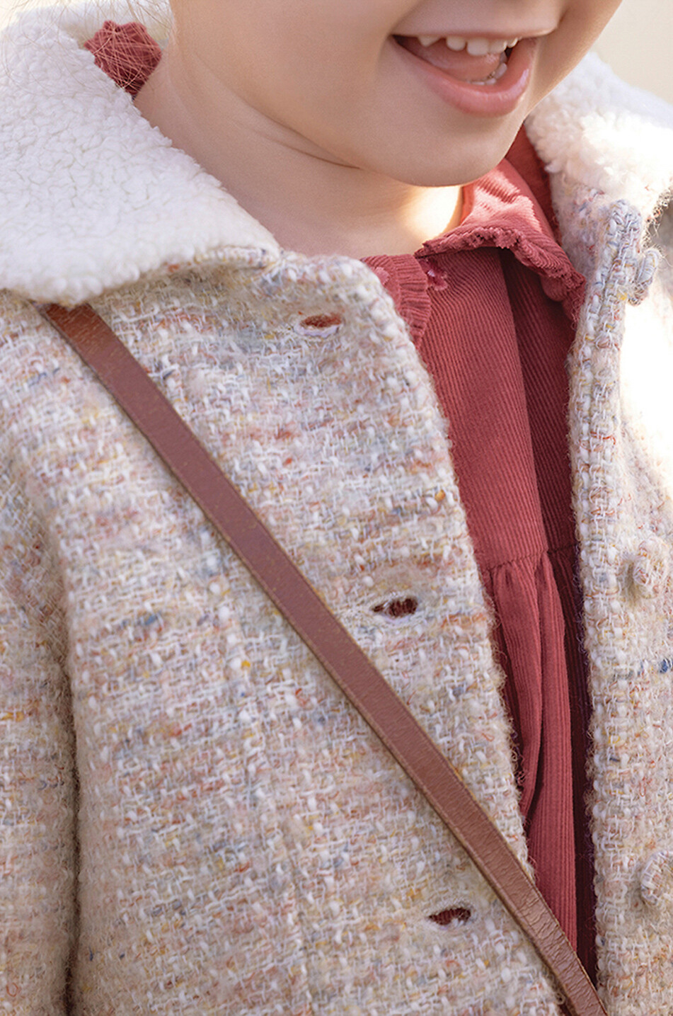 TARTINE ET CHOCOLAT Rüschenkleid aus besticktem Cordsamt für Babys Baby DUNKELROSA 3