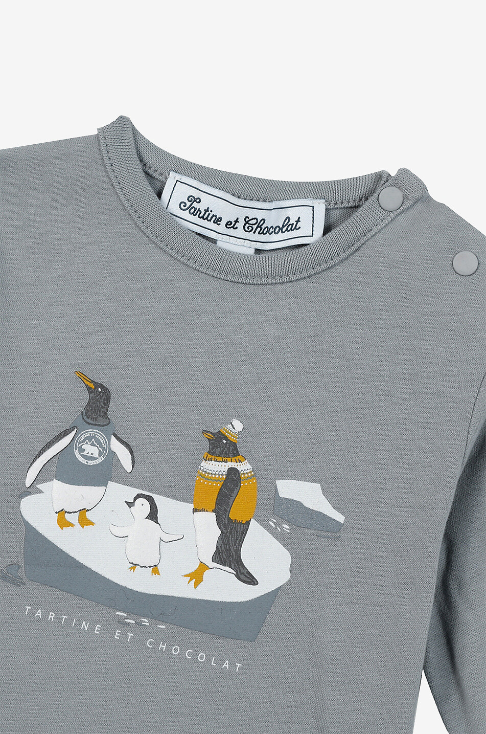 TARTINE ET CHOCOLAT Penguins on the ice floe long-sleeved baby T-shirt Baby LIGHT BLUE 3