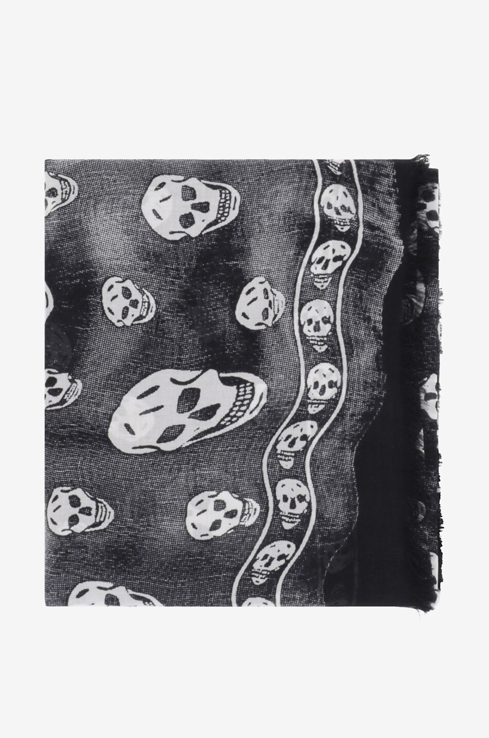 ALEXANDER McQUEEN Foulard en modal imprimé Skull Trompe L'Oeil Homme NOIR 1