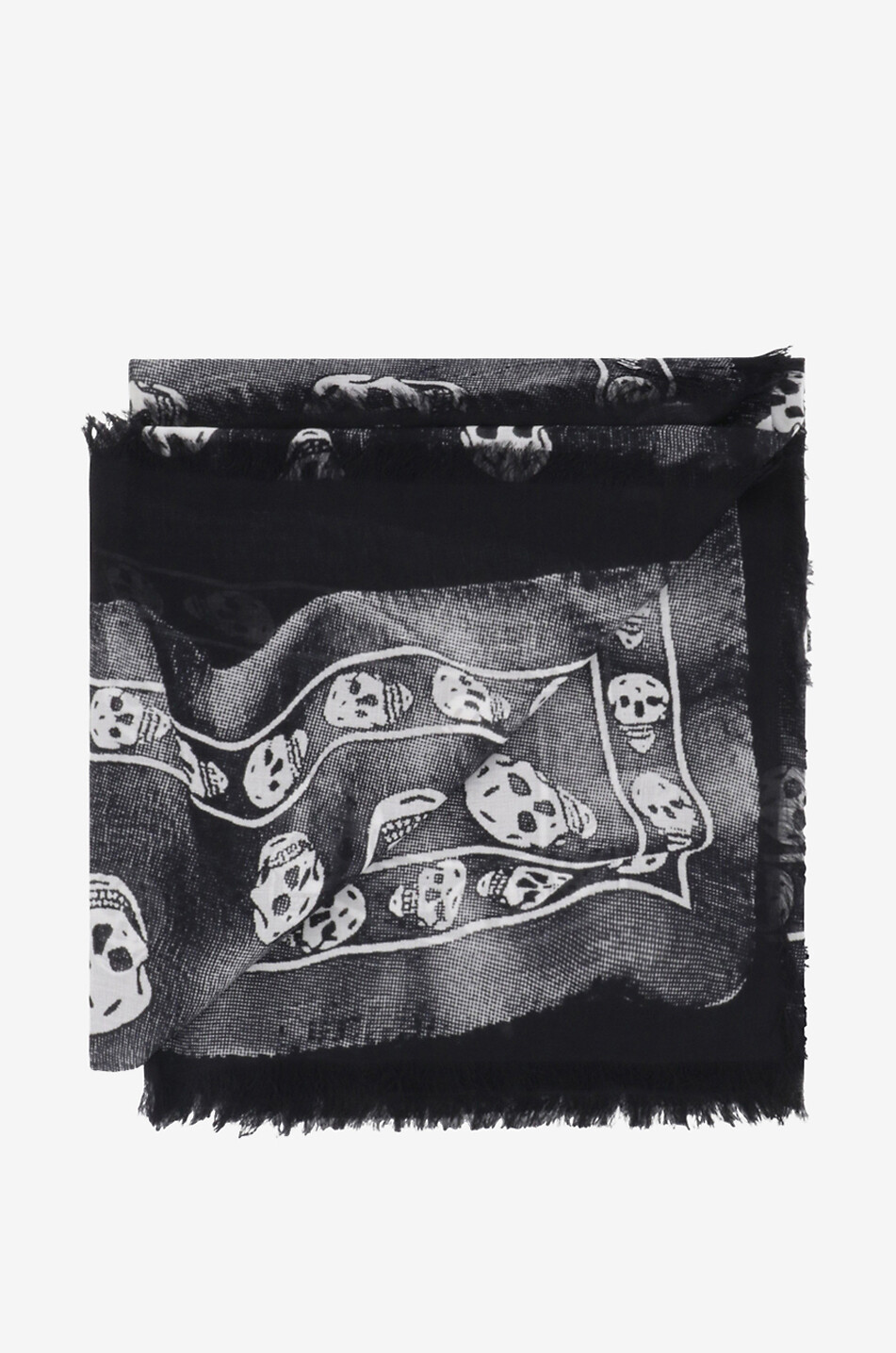 ALEXANDER McQUEEN Foulard en modal imprimé Skull Trompe L'Oeil Homme NOIR 2