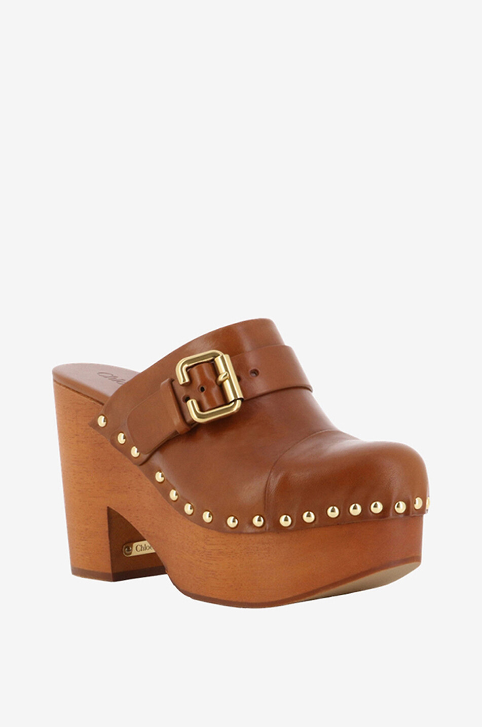 CHLOE Plateau-Clogs aus Glattleder Jeannette Damen BRAUN 1