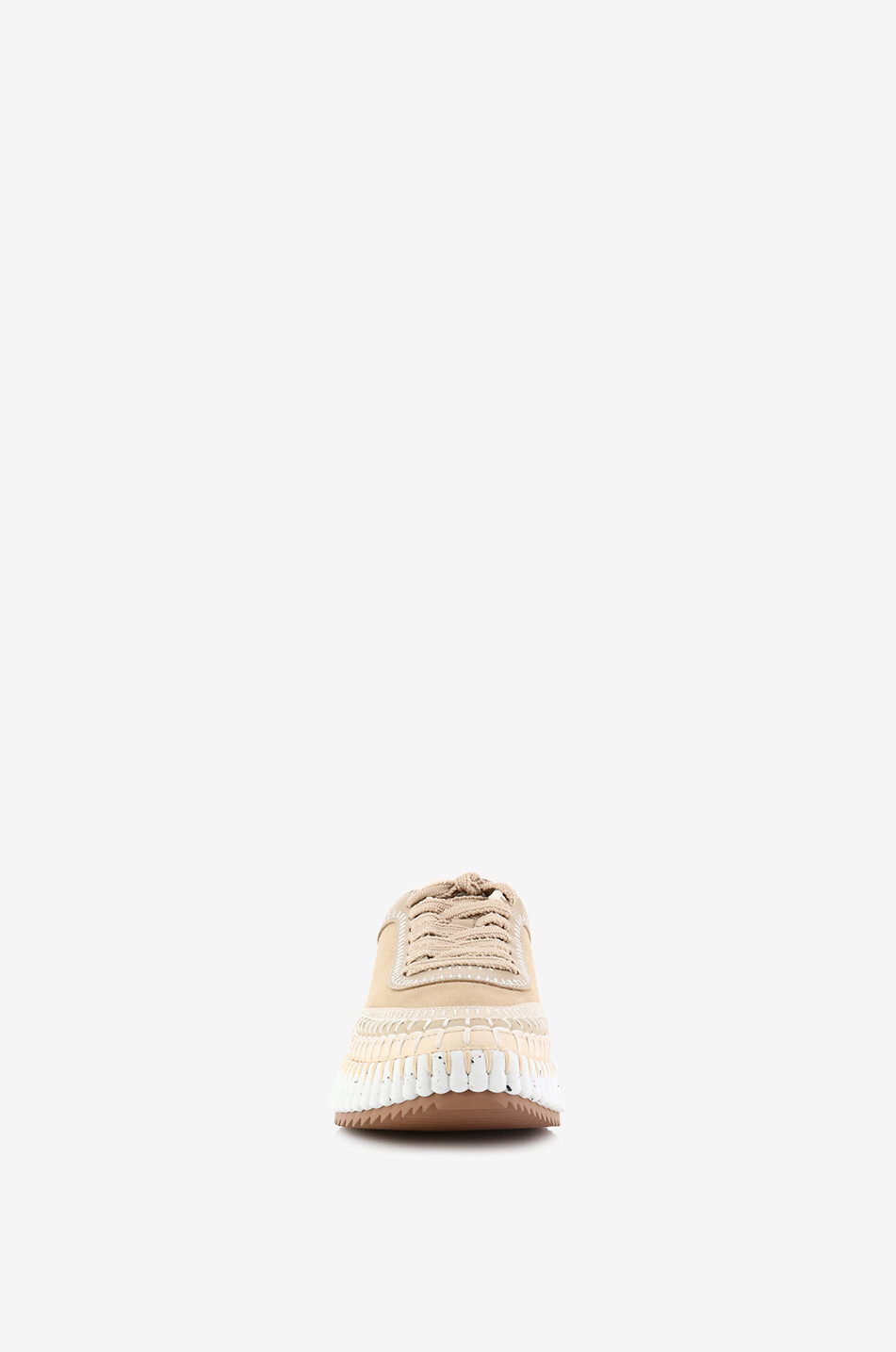 CHLOE Baskets compensées en cuir et tissu Nama Femme BEIGE 2