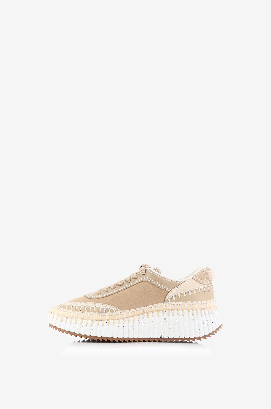 CHLOE Baskets compensées en cuir et tissu Nama Femme BEIGE 3