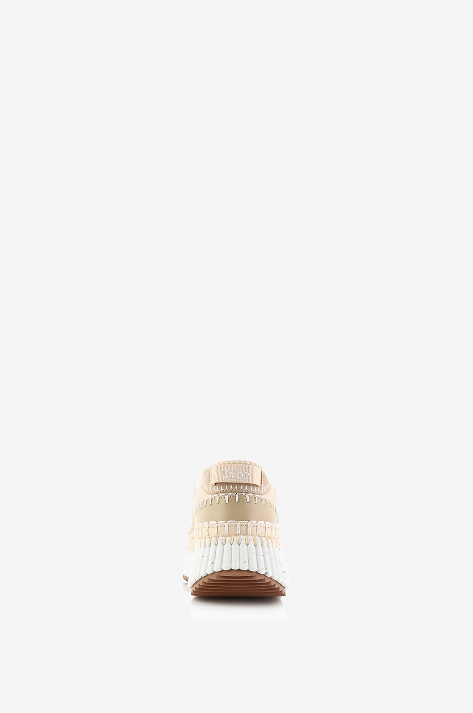 CHLOE Baskets compensées en cuir et tissu Nama Femme BEIGE 4