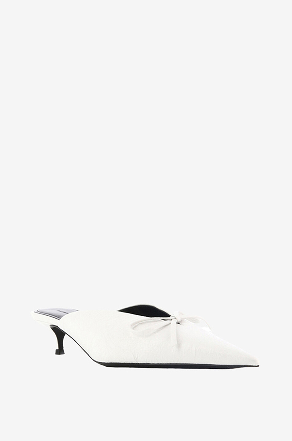 BALENCIAGA Knife Bow 40 pointy-toe kitten heel arena leather mules Women WHITE 1