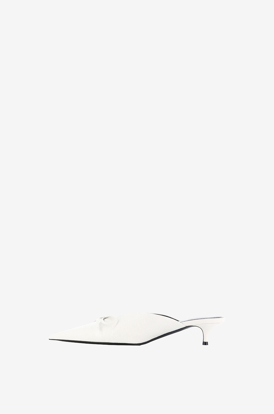 BALENCIAGA Knife Bow 40 pointy-toe kitten heel arena leather mules Women WHITE 3