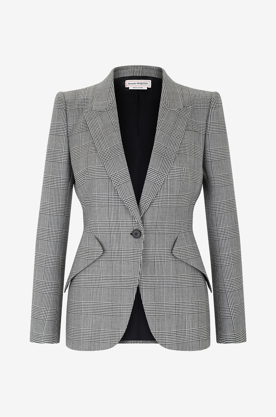 Blazer en laine prince-de-galles Peak Shoulder