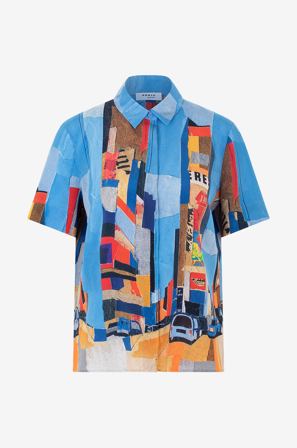 Buildings collage print boxy short-sleeved shirt