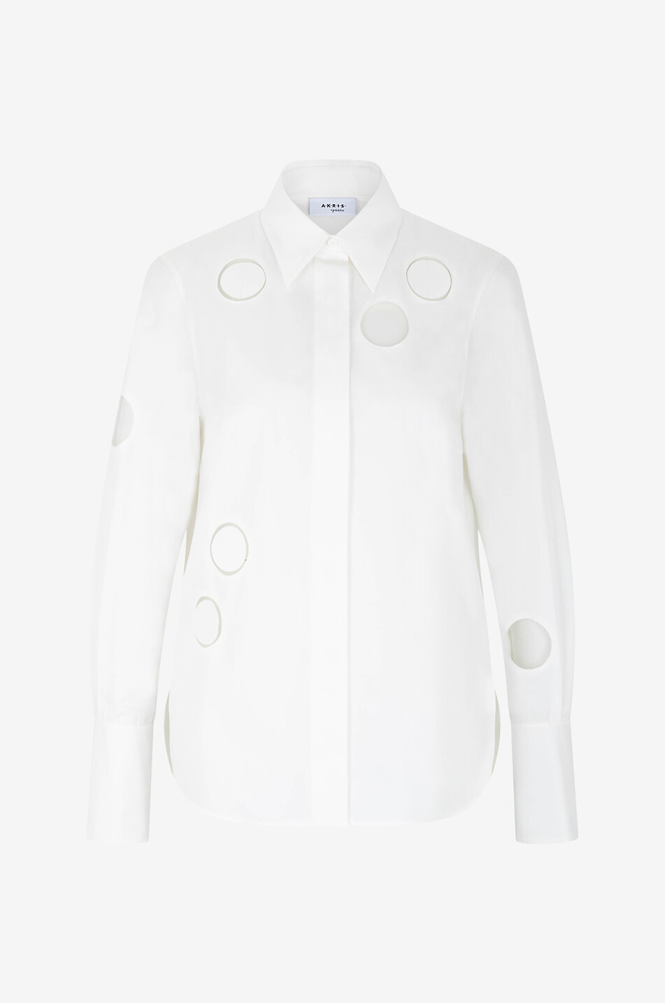 Popeline- und Tüllhemd mit Tupfenausschnitten