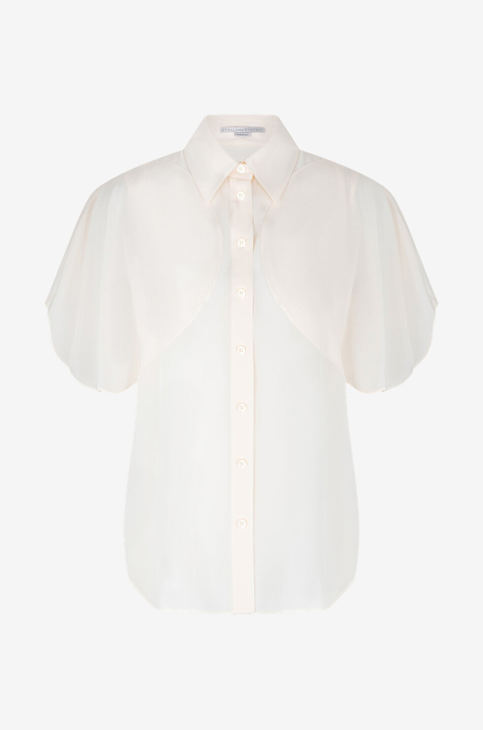 STELLA McCARTNEY Round short sleeve organic silk shirt Women EGGSHELL 1