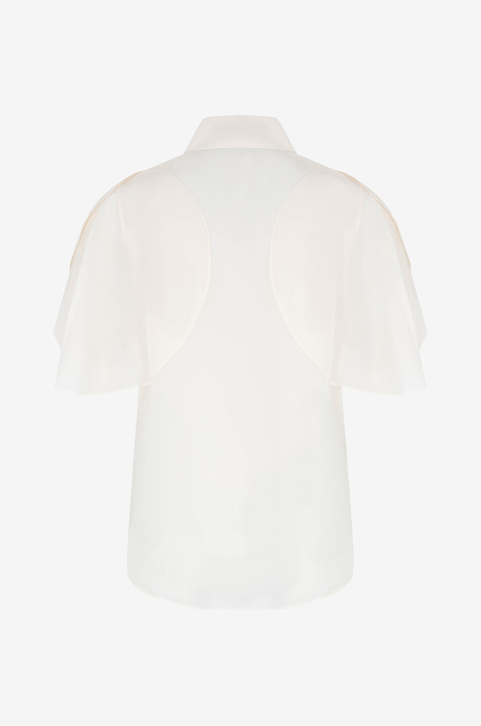 STELLA McCARTNEY Round short sleeve organic silk shirt Women EGGSHELL 2