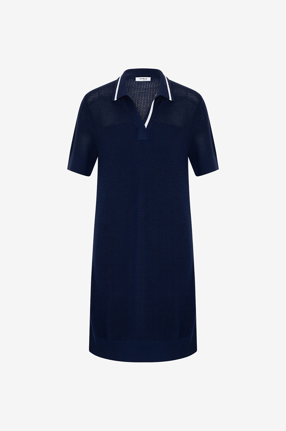 Mesh knit mini polo dress