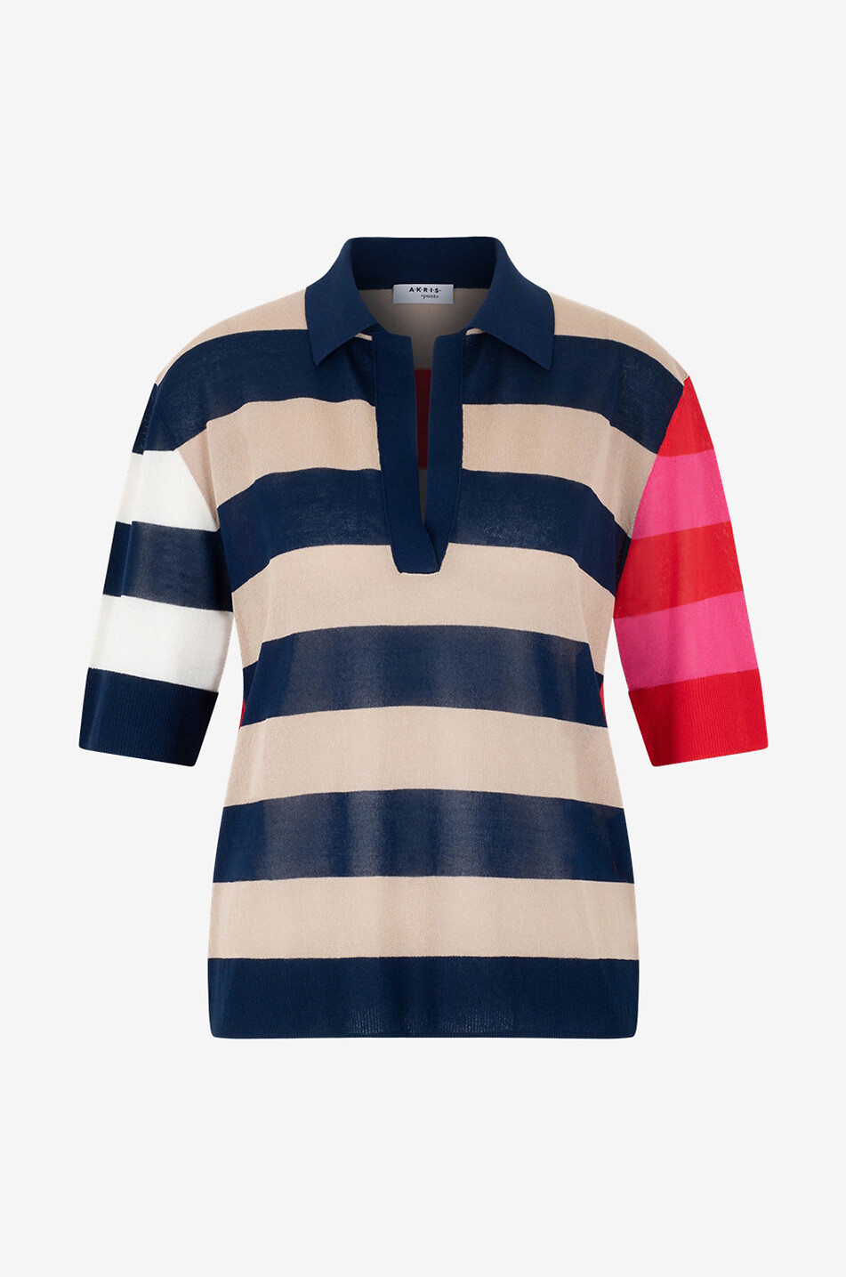 Pull polo fin à manches courtes et rayures