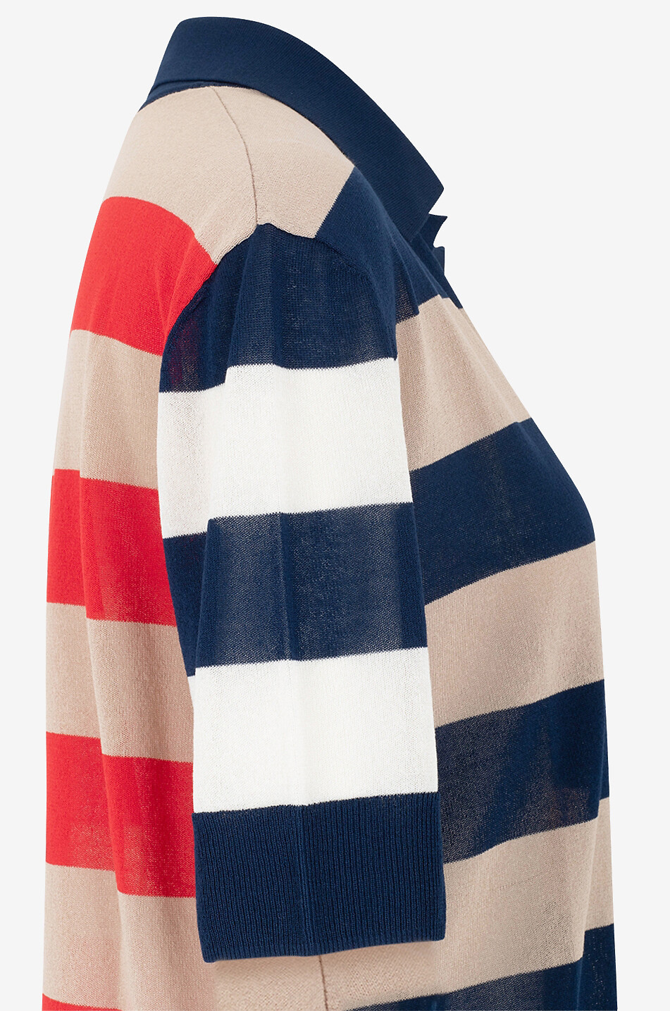 Pull polo fin à manches courtes et rayures