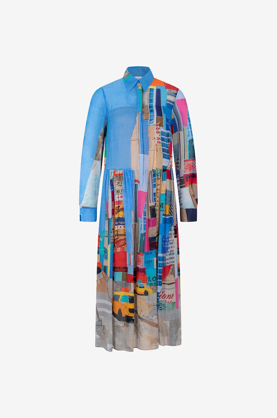 AKRIS PUNTO Times Square collage printed midi shirt dress Women MULTI COLOURED 1