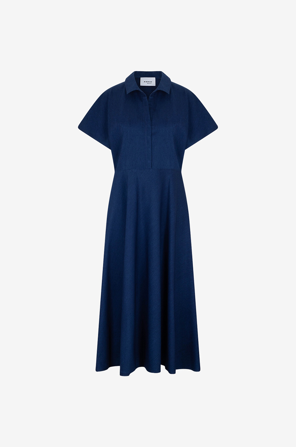 Robe polo évasée midi en denim fluide Ink
