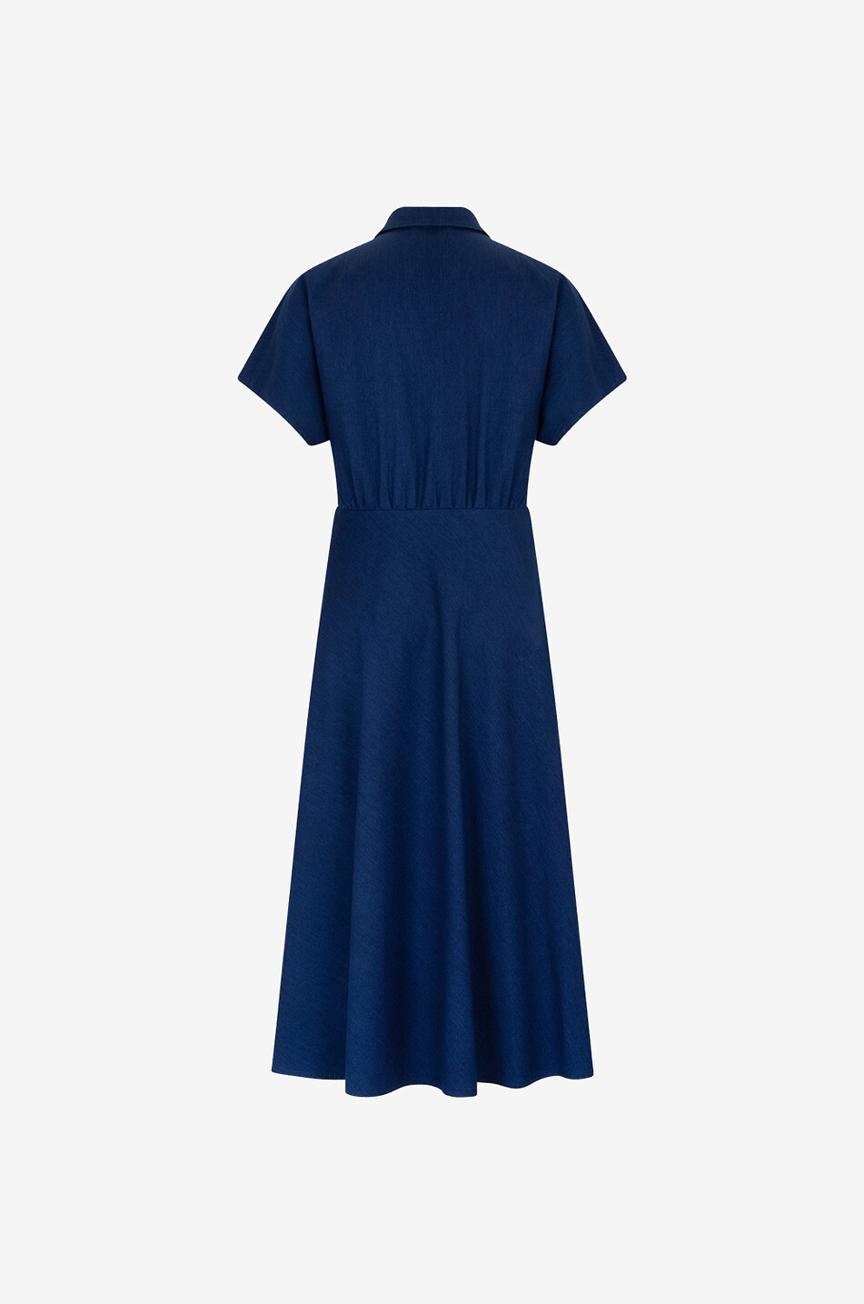 Robe polo évasée midi en denim fluide Ink