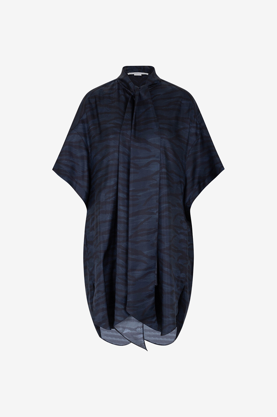 Robe tunique courte en soie bio imprimée tigre