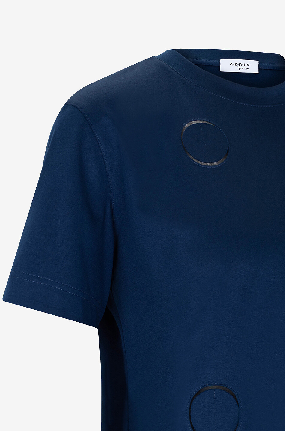 AKRIS PUNTO Polka dot cut-out jersey T-shirt Women DARK BLUE 3