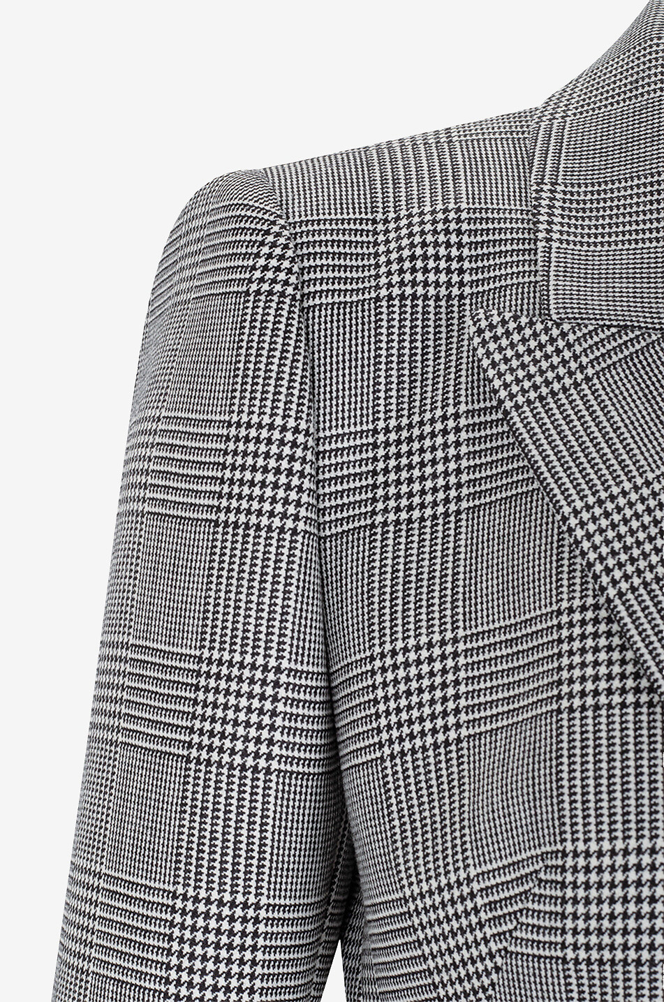 ALEXANDER McQUEEN Glencheck-Wollblazer Peak Shoulders Damen GRAU 3