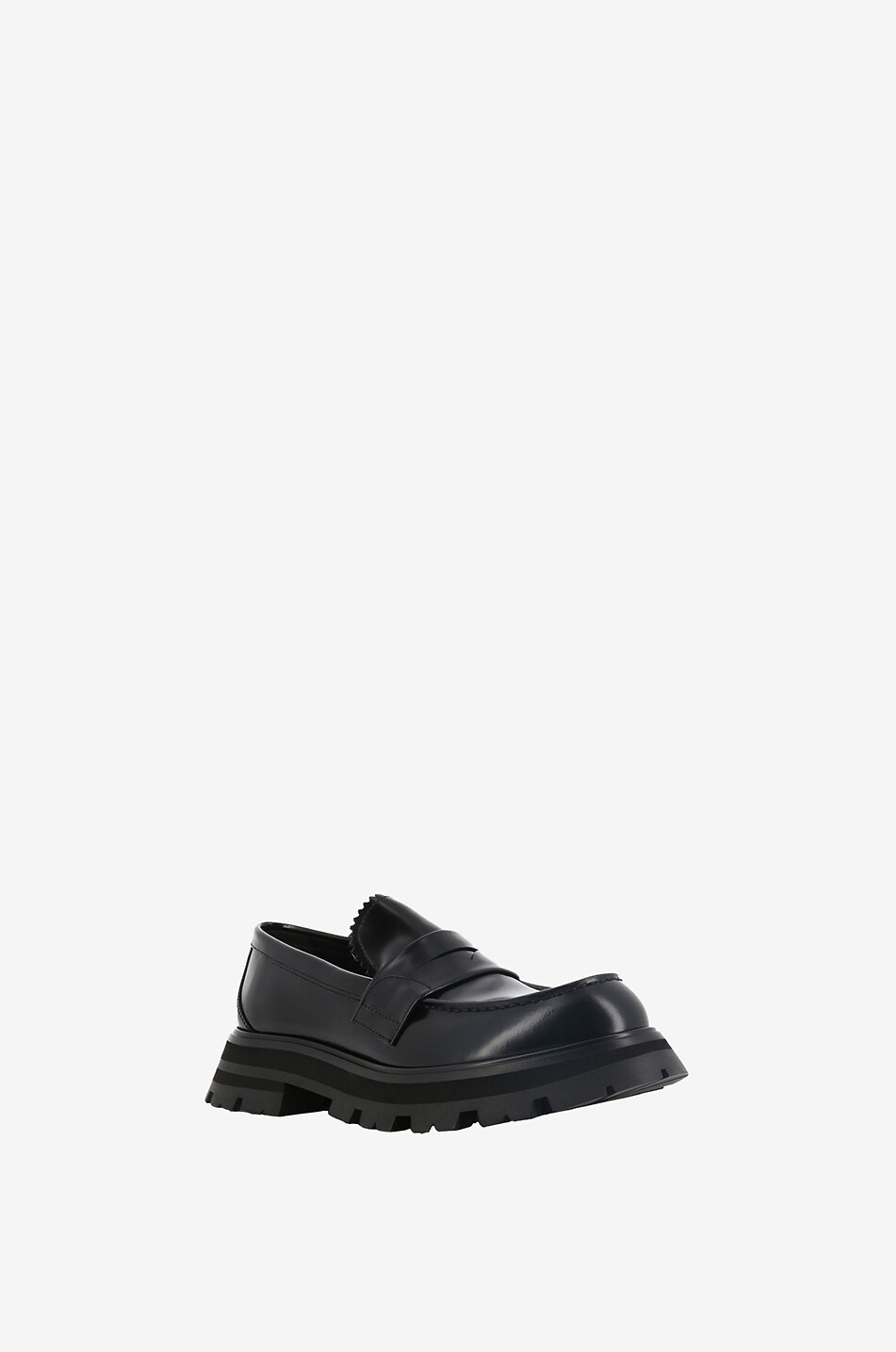 ALEXANDER McQUEEN Wander lug sole brushed leather loafers Women BLACK 1