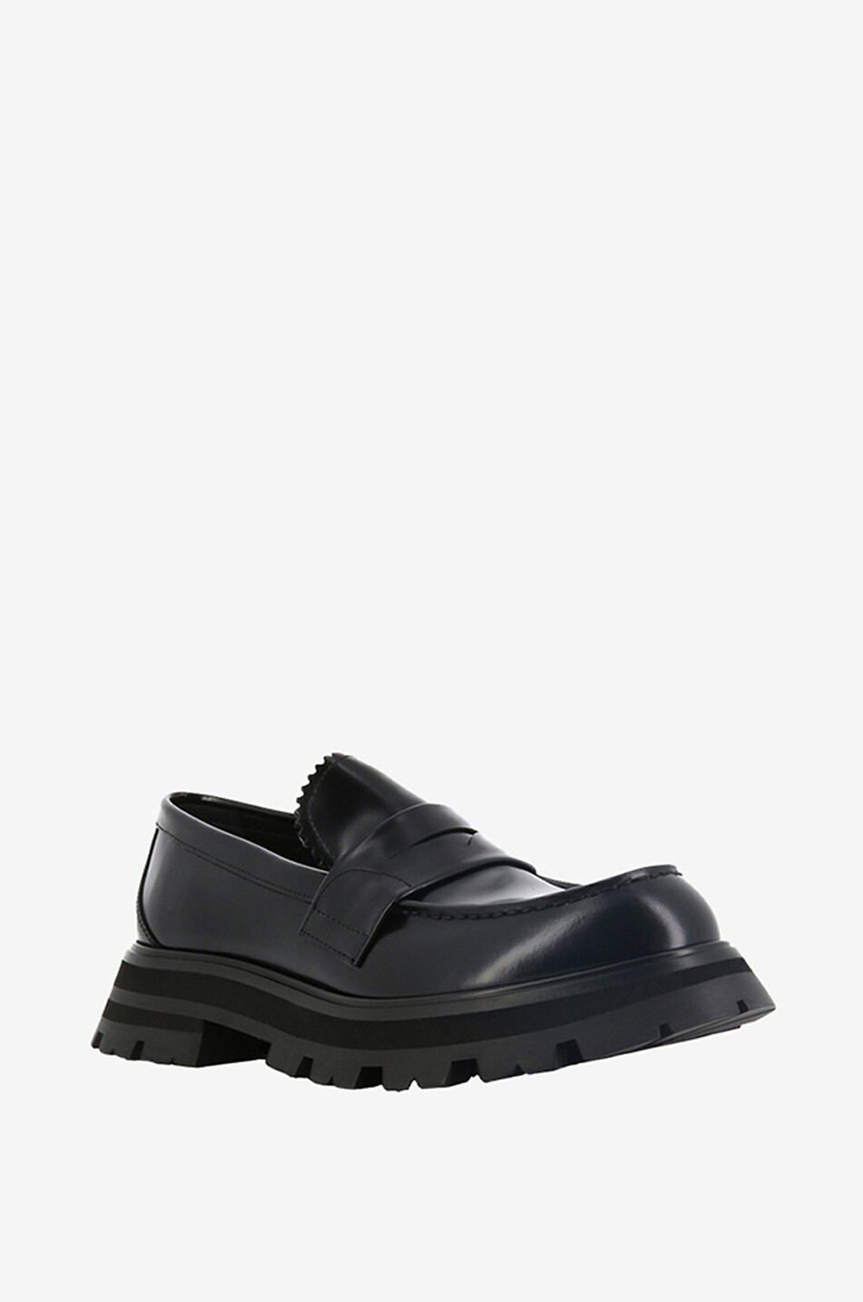 ALEXANDER McQUEEN Mokassins aus gebürstetem Leder mit gezahnter Sohle Wander Damen SCHWARZ 1