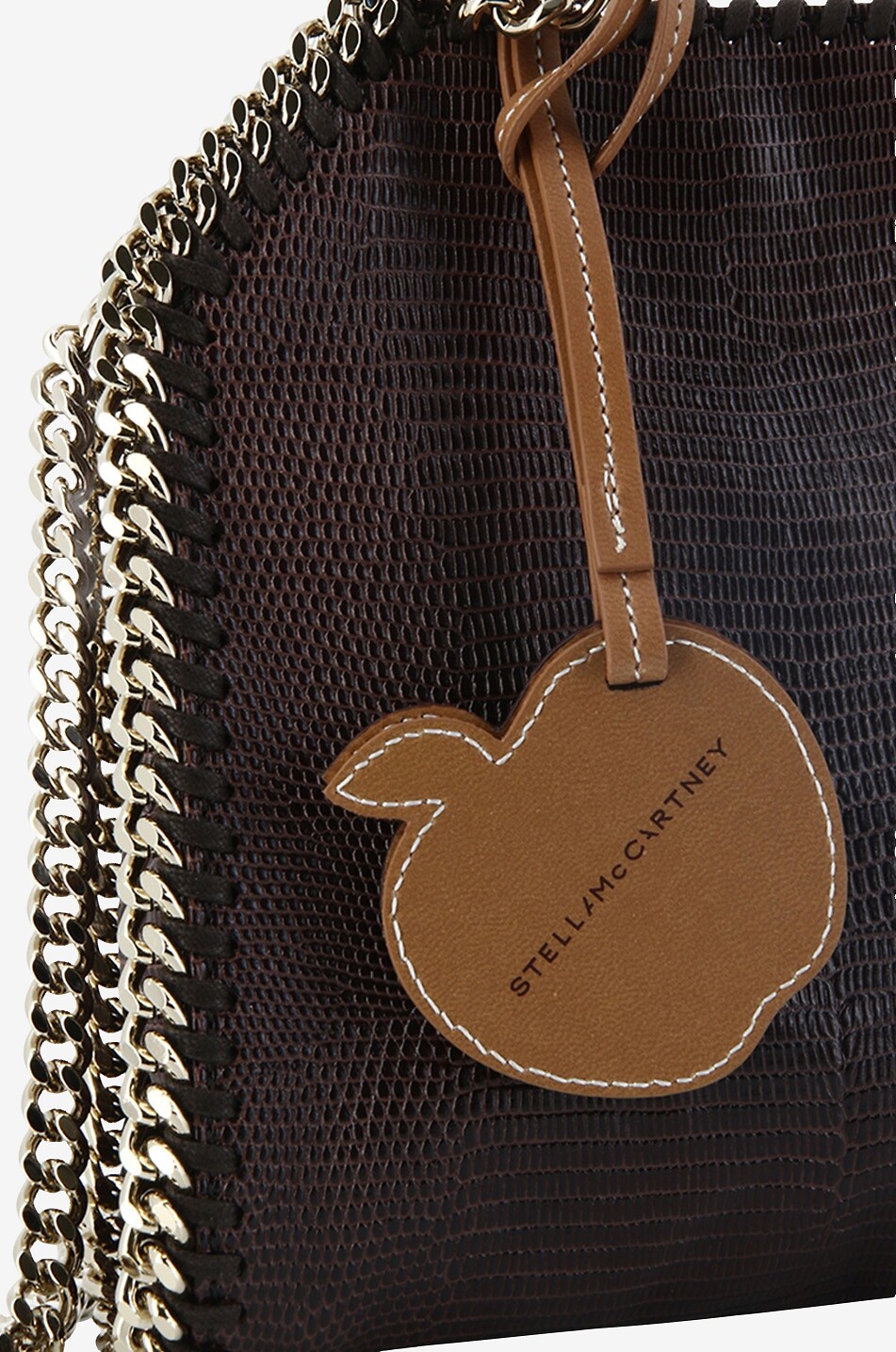 STELLA McCARTNEY Falabella Tiny scale-embossed vegan leather shoulder bag Women DARK BROWN 5