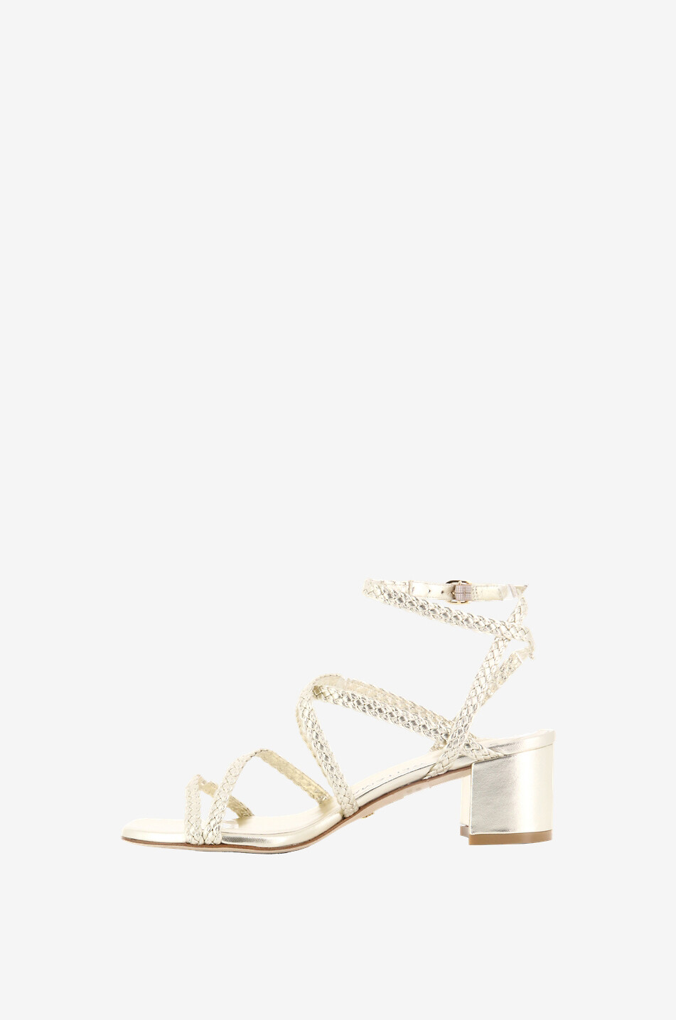 Sandales en cuir métallisé tressé Wovette 50 Ankle