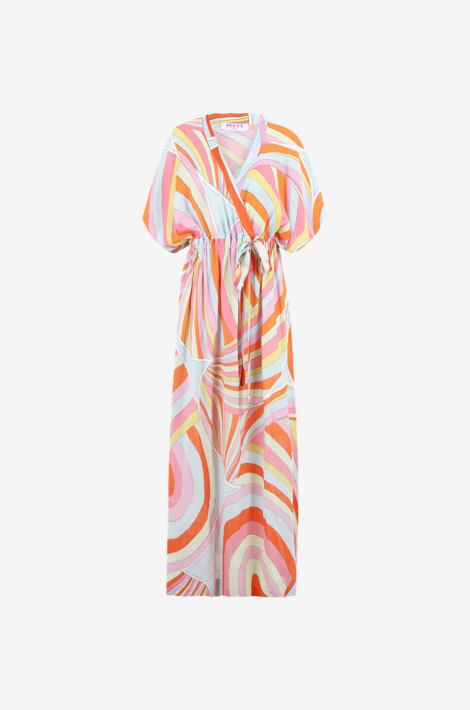 Caftan long coupe empire en coton et soie Iride