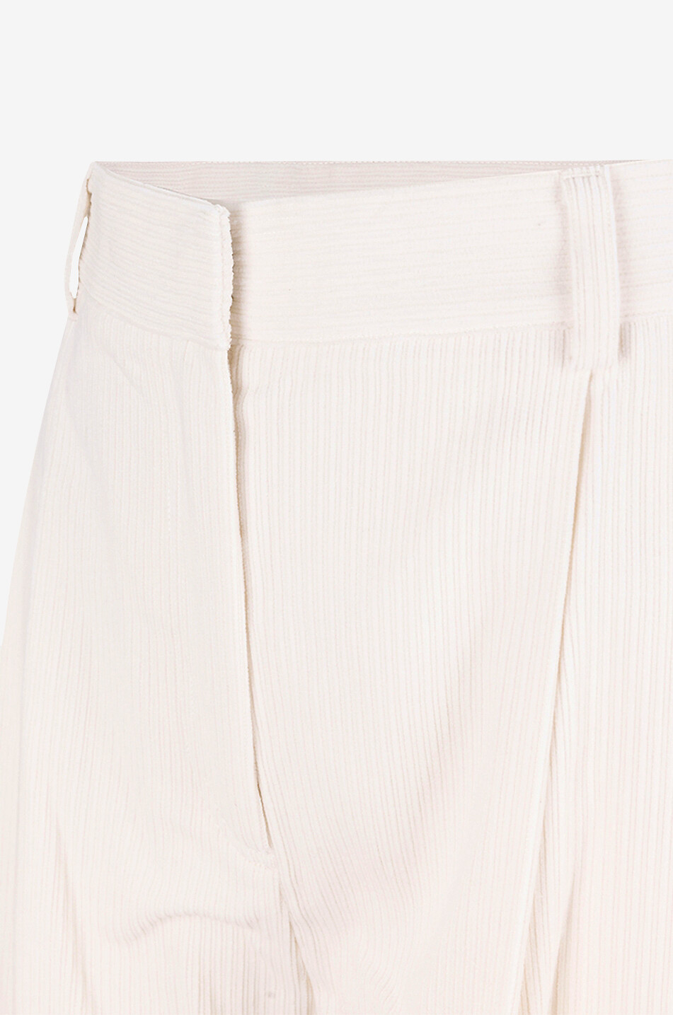 Pantalon large à pinces en velours côtelé de coton et soie