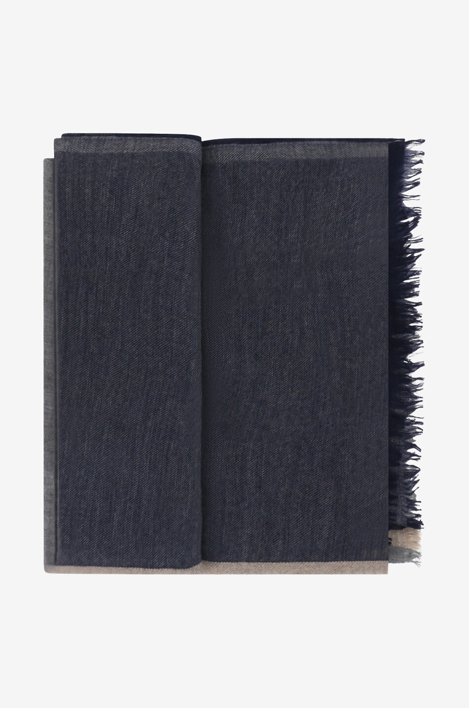 BRUNELLO CUCINELLI Écharpe fine colour block en cashemire et soie Homme BLEU FONCE 2