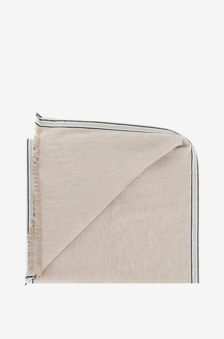 BRUNELLO CUCINELLI Écharpe tissée en cachemire à rayures latérales Homme Beige clair 2