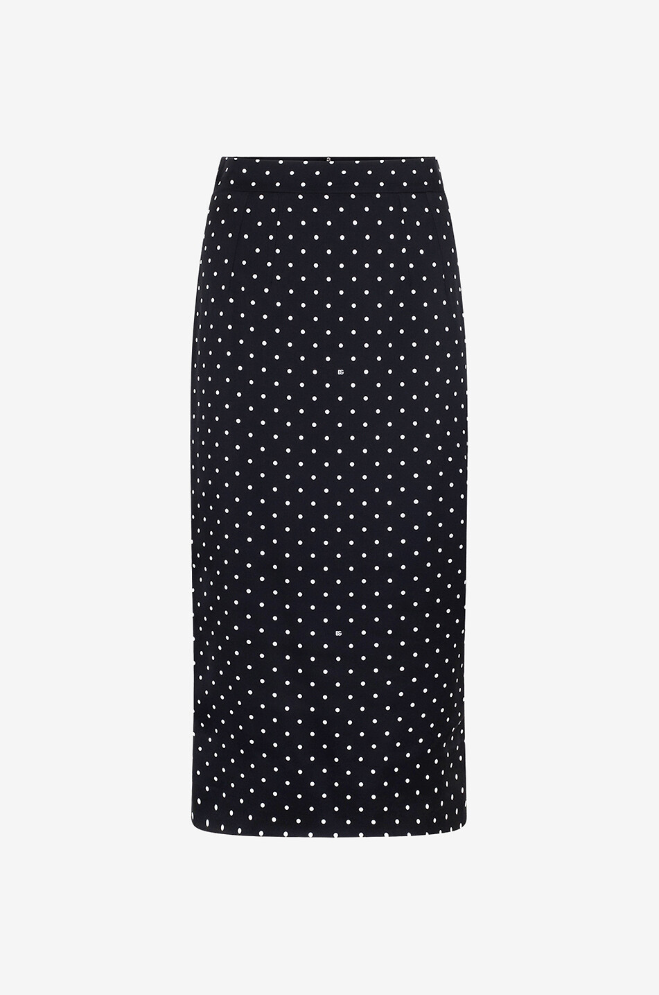 Polka dot printed silk charmeuse pencil skirt