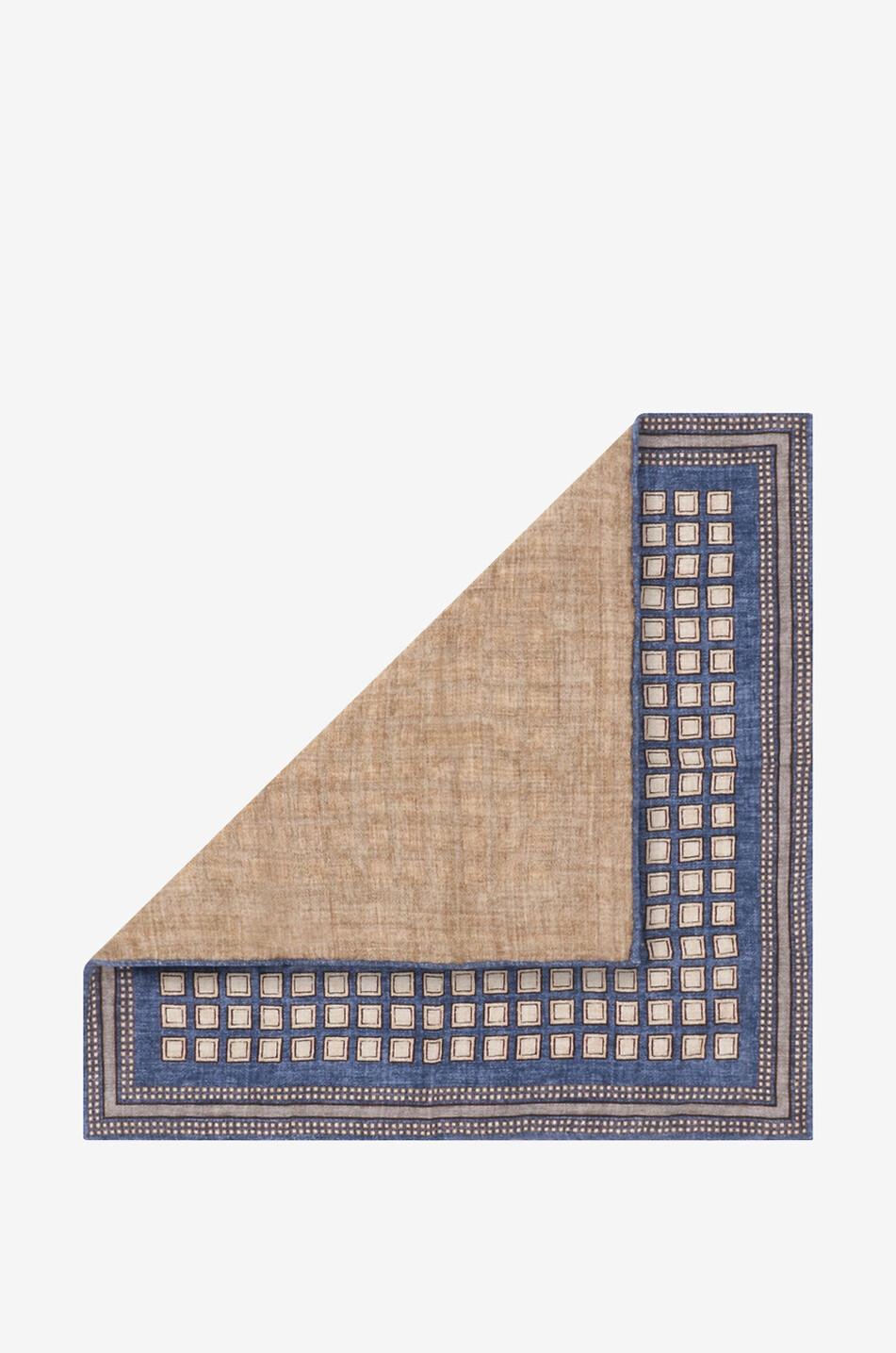 BRUNELLO CUCINELLI Pochette en soie unie et motifs géométriques Homme BLEU MOYEN 2
