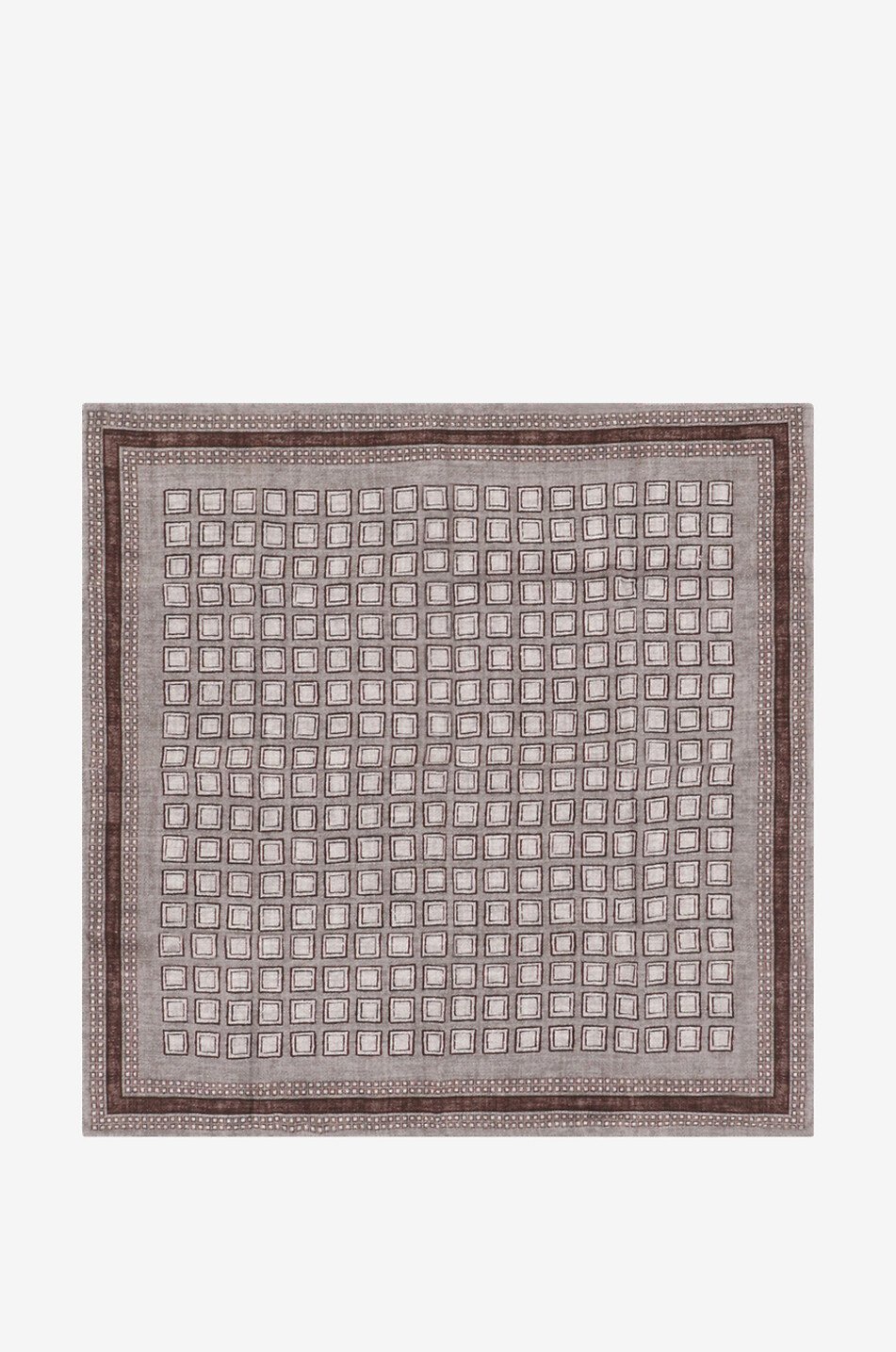 BRUNELLO CUCINELLI Pochette en soie unie et motifs géométriques Homme GRIS MOYEN 1