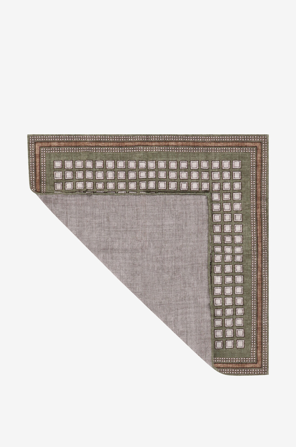 BRUNELLO CUCINELLI Pochette en soie unie et motifs géométriques Homme VERT MOYEN 2
