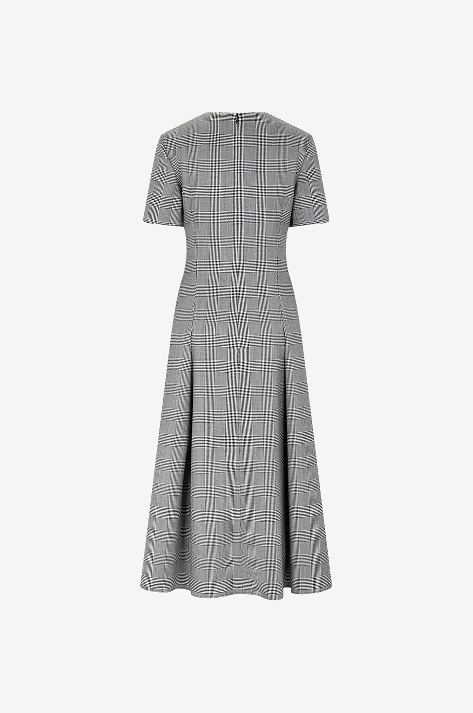 Ausgestelltes Glencheck-Kleid aus Wolle mit Schlitzen