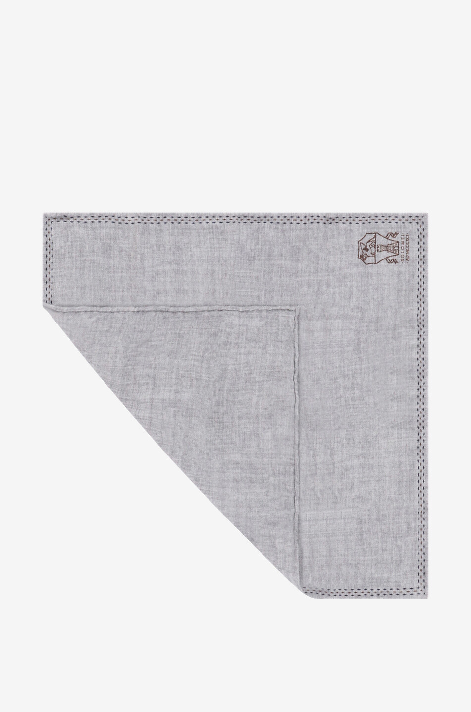BRUNELLO CUCINELLI Pochette en soie unie détail logo Homme GRIS CLAIR 2