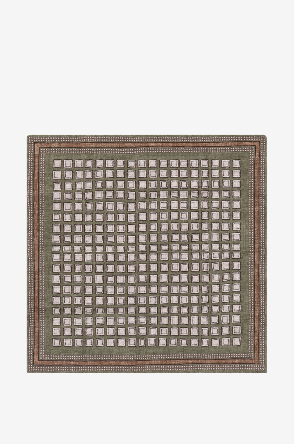 BRUNELLO CUCINELLI Pochette en soie unie et motifs géométriques Homme VERT MOYEN 1
