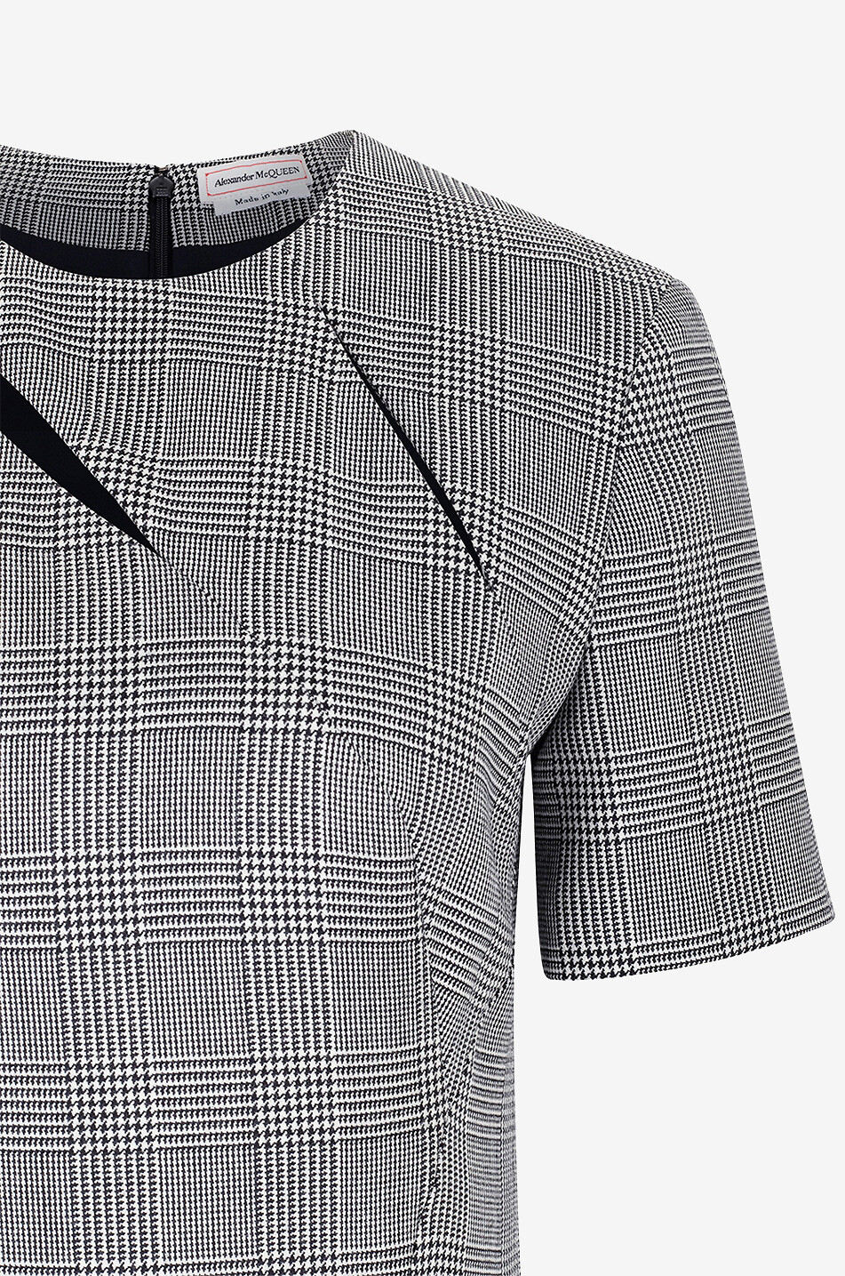 Ausgestelltes Glencheck-Kleid aus Wolle mit Schlitzen