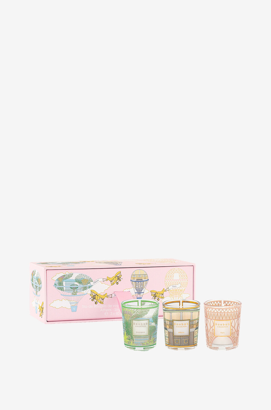 BAOBAB 3er-Set Duftkerzen Trio Travel Candles Singapore-Athens-Paris Haus BUNT 1