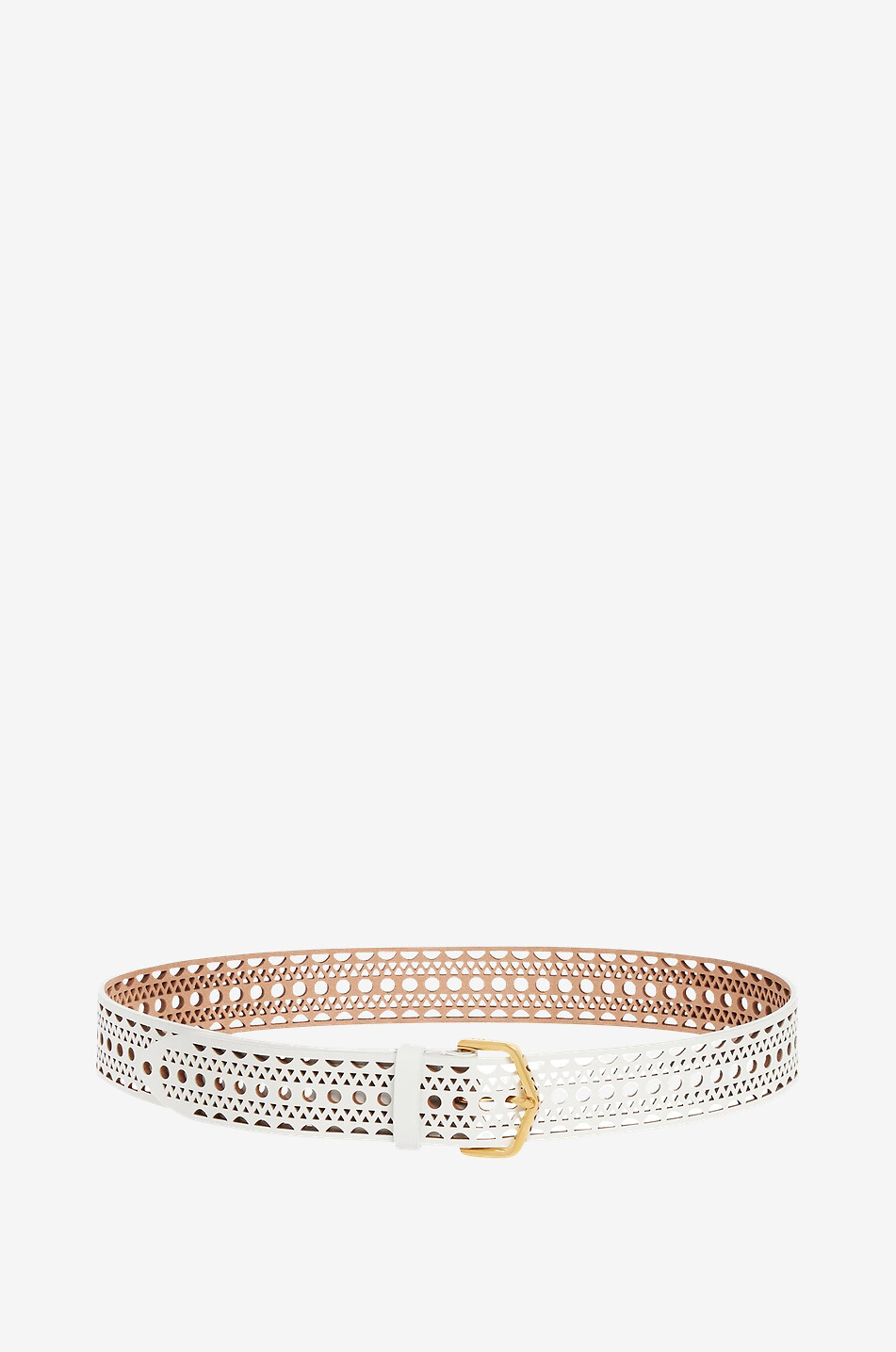 ALAÏA Ledergürtel mit Lochmuster Neo Vienne - 40 mm Damen WEISS 2