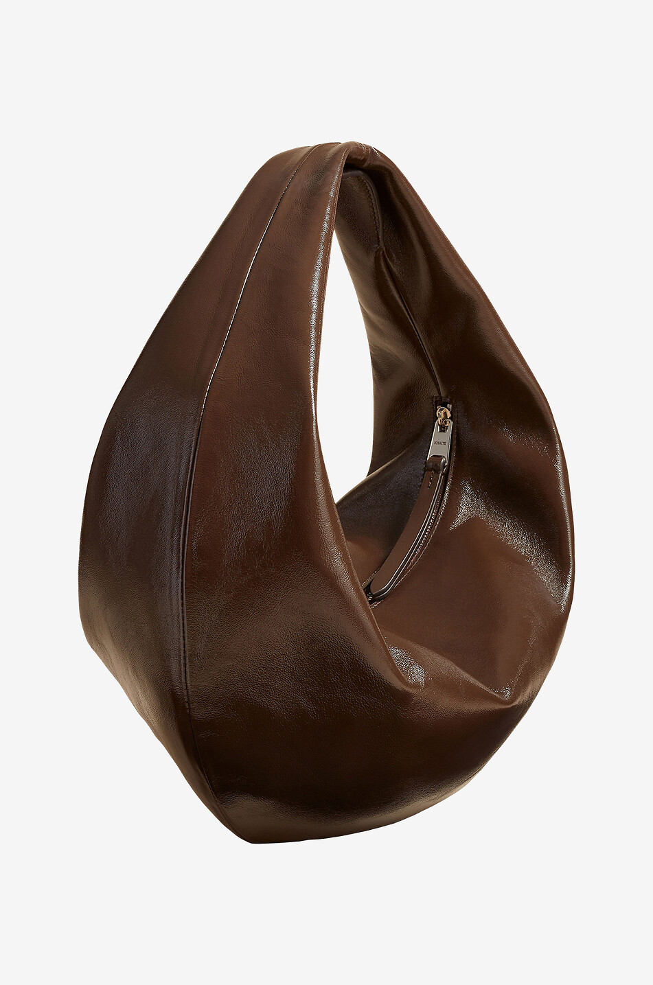 KHAITE The Olivia Hobo patent leather shoulder bag Women BROWN 2