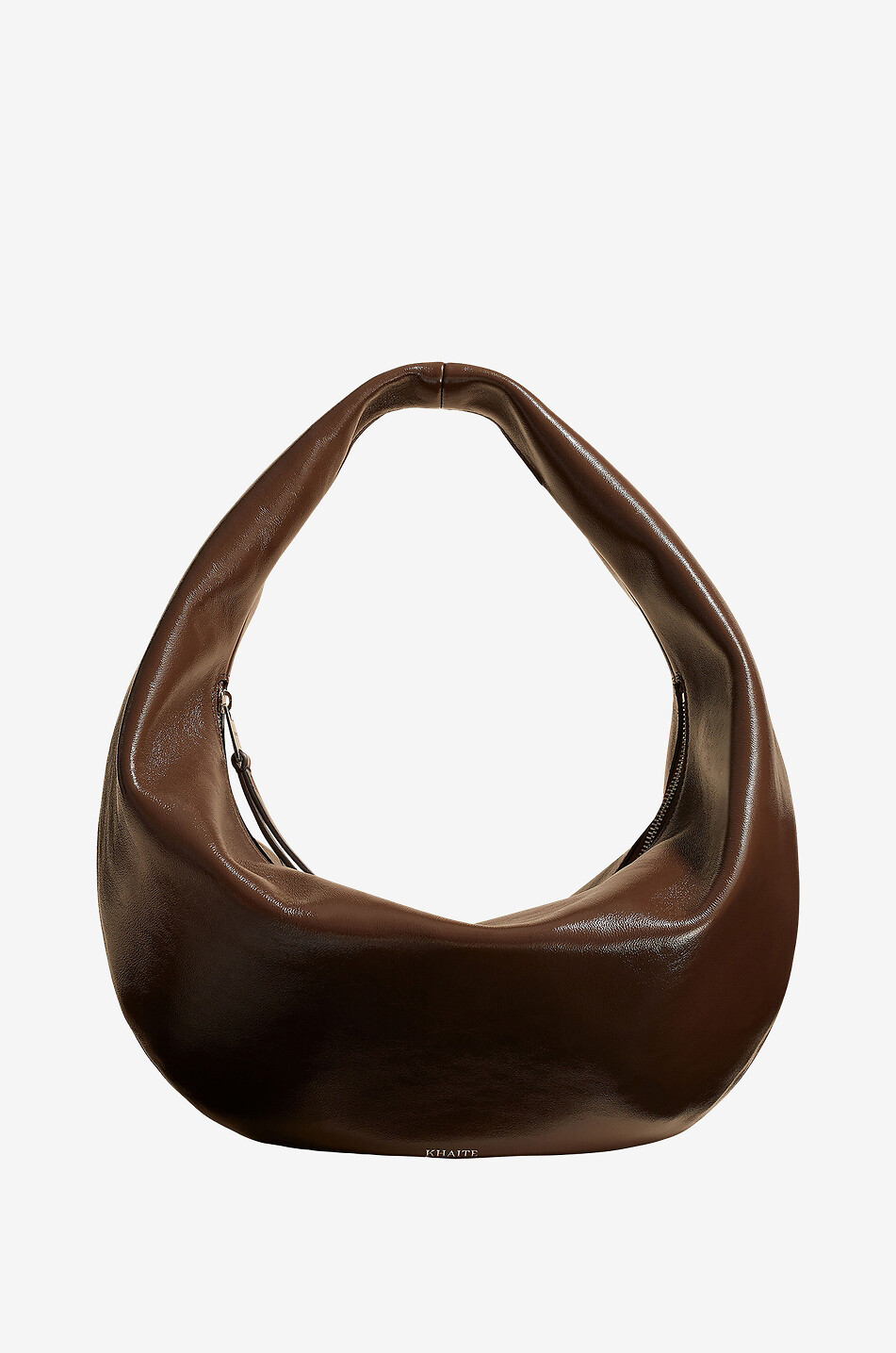 KHAITE The Olivia Hobo patent leather shoulder bag Women BROWN 1